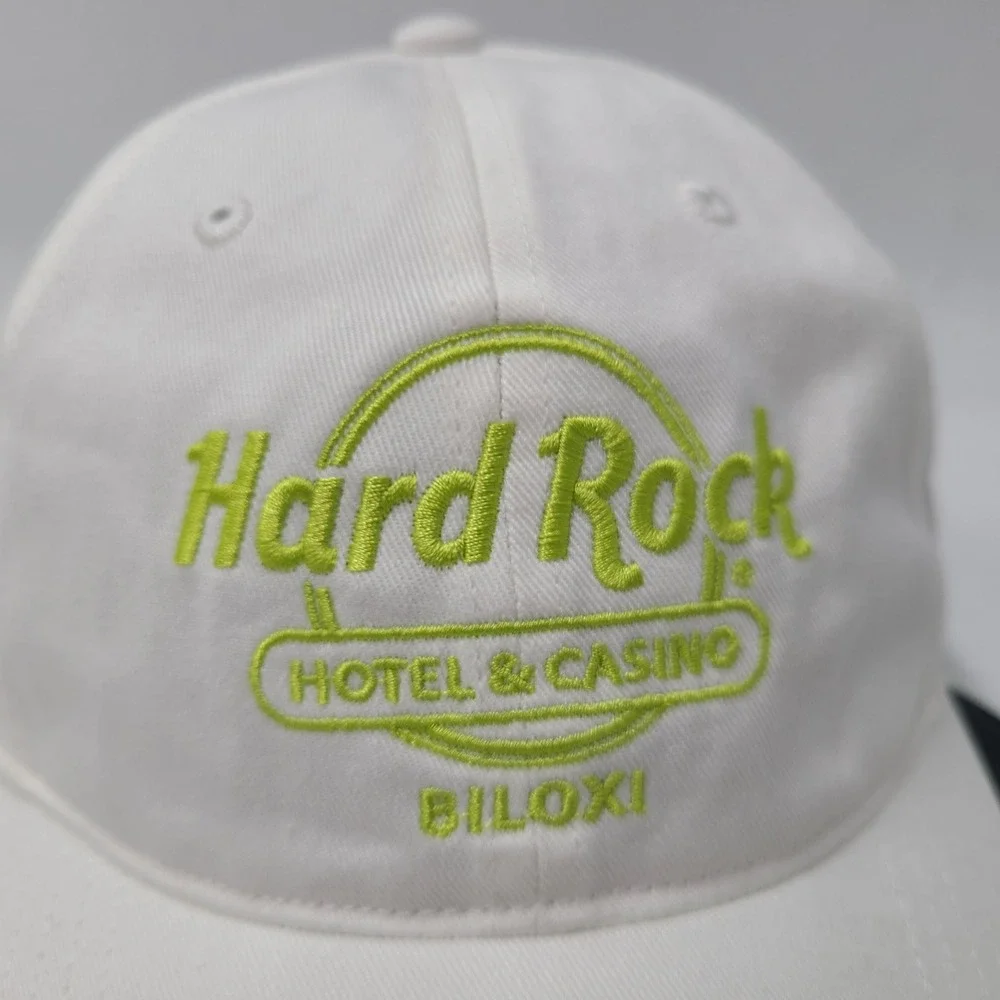 Hard Rock Hat Snapback Adidas White Neon Green Hotel & Casino Biloxi MS Logo Men